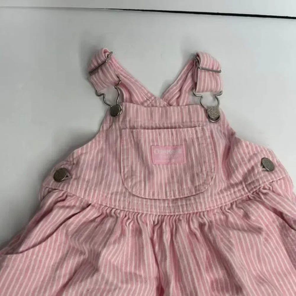 OshKosh B'Gosh pink striped overall dress 12M